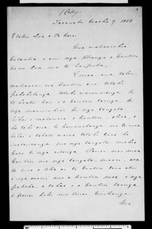 Letter from George Grey to Takerei