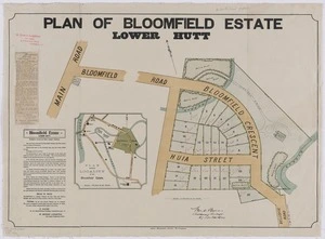 Plan of the Bloomfield estate, Lower Hutt : for sale  / Wyn O. Beere, auth. surveyor.