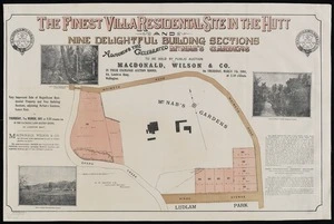 The finest villa residential site in the Hutt, and nine delightful building sections adjoining the celebrated McNab's gardens  / E. W. Seaton, auth. surv.