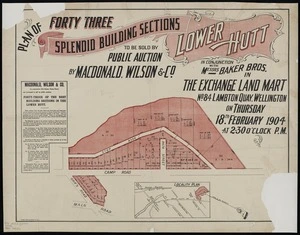 Plan of forty three splendid building sections, Lower Hutt.