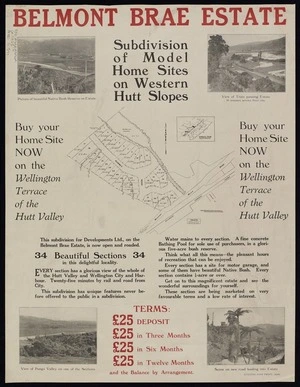 Belmont Brae estate : subdivision of model home sites on western Hutt slopes / [surveyed by] F.R.K. Kitto.