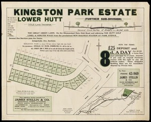 Kingston Park estate, Lower Hutt : further subdivision / surveyed by Beere & Seddon.