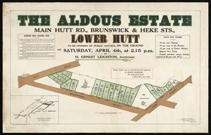 The Aldous estate, Main Hutt Rd., Brunswick & Heke Sts., Lower Hutt / surveyed by Beere and Seddon.