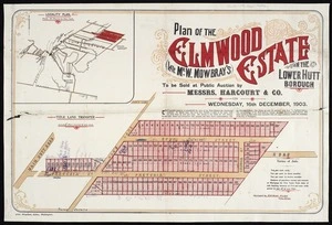 Plan of the Elmwood estate (late Mr. W. Mowbray's) in Lower Hutt Borough / Thomas Ward, surv.