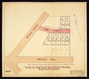Plan of subn. of pt. sec. 30, Hutt District / [surveyed by] Seaton, Sladden & Pavitt.