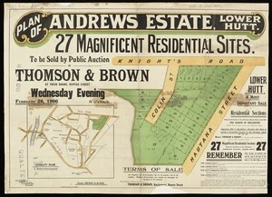 Plan of Andrews estate, Lower Hutt : 27 magnificent residential sites  / W. O. Beere ... surveyor.