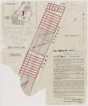 [Map of subdivision of Frederick Cooper's estate, Cuba Street, Petone] / Seaton & Sladden, authorised surveyors.
