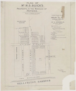 Plan of Mr. W.B. Buick's property in the borough of Petone / Perci C. Frasi, surveyor.