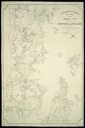 Champtaloup & Cooper's new map of the middle part of the province of Auckland [cartographic material].