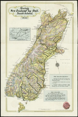 Seeing New Zealand by rail [cartographic material].