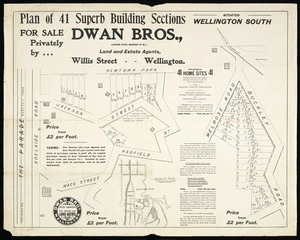 Plan of 41 superb building sections situated Wellington South.