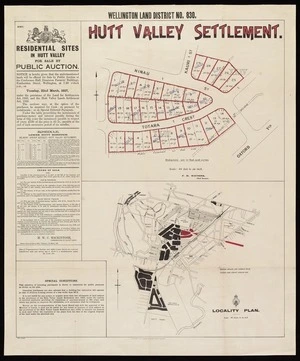 Wellington land district. No. 830, Hutt Valley settlement.
