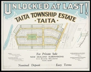 Taita township estate, close to Lower Hutt / [surveyed by] H.P. Hanify & Son.