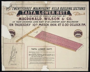 Plan of twenty three magnificent villa building  sections, Taita, Lower Hutt   / W.S. Buck, surveyor.