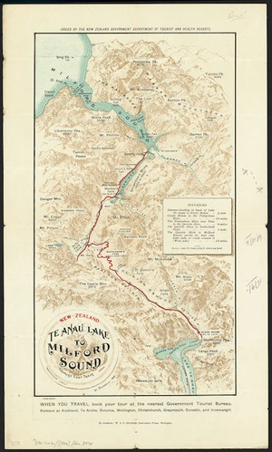 Te Anau Lake to Milford Sound [cartographic material] / W. Deverell, 1903.