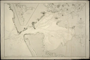 Manukau Harbour [cartographic material] / surveyed by Commander B. Drury ... [et al.], 1853 ; drawn by Edward J. Powell ; engraved by J.& C. Walker.