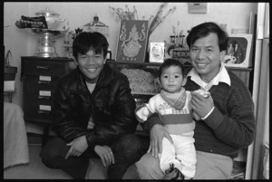 Souphong Lanthong with his sons Soumpasong and Richard - Photograph taken by John Nicholson