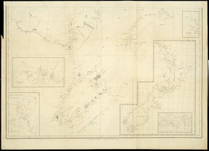 Map of New Zealand, the island of New Ulster and the several harbours [cartographic material] / being drawn to a large scale with depth of soundings &c by S.C. Brees ; drawn by H. Tiffin, C. Rickman & others.