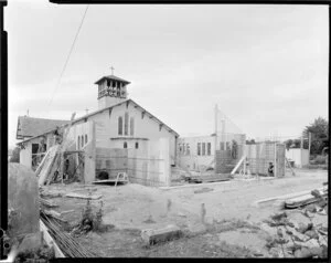 Building construction site, extension to church, Karori, Wellington