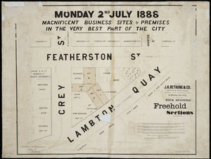 Monday 2nd July 1888 [cartographic material] : magnificent business sites & premises in the very best part of the city / [surveyed by] Seaton & O'Donahoo.