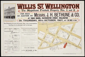 Willis St., Wellington [cartographic material] : the magnificent freehold property nos. 1 and 3.