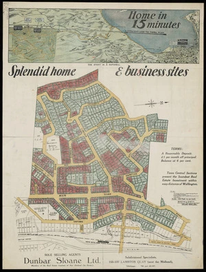 Splendid home & business sites [cartographic material] : [map of Tawa central sections] / [surveyed by] Martin & Dyett.