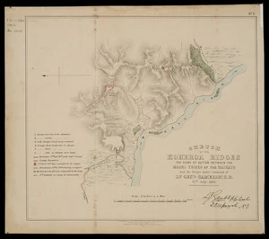 Sketch of the Koheroa ridges [cartographic material] : the scene of action between the Māori tribes of the Waikato and the troops under command of Lt. Genl. Cameron, C.B., 17th July 1863.