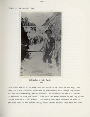 Photograph of Henry Wood enlarging a main drain