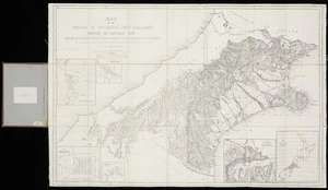 Map of the Province of Canterbury, New Zealand showing the pasturage runs [cartographic material] : compiled from official surveys, under authority of the Provincial Government, and from recent explorations by Dr. Haast, provincial geologist, Canterbury & Dr. Hector, provincial geologist, Otago / by J.S. Browning, Survey Office ; drawn by Alfred Jarman, Survey Office, Christchurch.