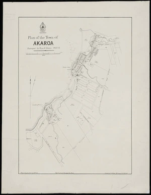 Plan of the town of Akaroa [cartographic material] / surveyed by Boys & Davie, 1852-6 ; drawn by C. R. Pollen, Wellington Feb'y 28th 1878 ; photo-lithographed by A. McColl.