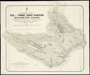 Topographical map of Fox and Franz Josef glaciers, Westland, New Zealand [cartographic material] / compiled from surveys by the Geological Dept., and Westland Lands & Survey Department, with additional details.