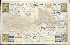 Birds eye view of proposed Christchurch canal [cartographic material].