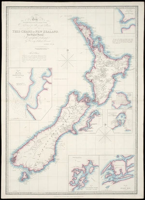 To the Right Honourable the Secretary of State for the Colonies, this chart of New Zealand [cartographic material] / from original surveys [of the New Zealand Land Company] ; engraved by James Wyld.