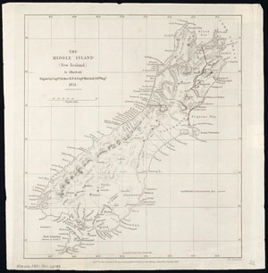 The Middle Island (New Zealand) [cartographic material] : to illustrate papers by Captn. Stokes, R.N. & Captn. Mitchell, 84th Regt., 1851 / John Arrowsmith.