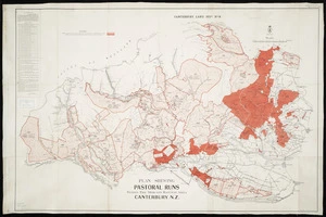 Plan shewing pastoral runs within the Midland Railway area, Canterbury, N.Z. [cartographic material] / John H. Baker, Chief Surveyor, Christchurch.