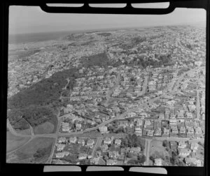 View of Dunedin City looking south over Maori Hill with residential housing and Jubilee Park and Hawthorn Avenue, to Kenmure and Dunedin City Centre, South Dunedin and Corstorpine beyond