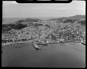 Wellington, showing Courtenay Place and harbour
