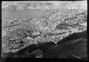 Wellington City, showing harbour and shipping
