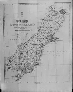 Counties map of the South Island, New Zealand, as at 1 October 1947