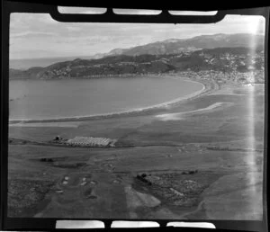 Lyall Bay, Wellington, showing beach and houses