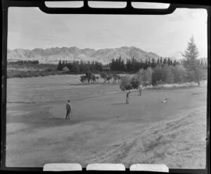 Golfers on the links, Hanmer Springs, Canterbury