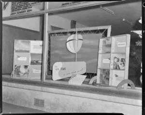 Tasman Empire Airways Limited window display at Russell and Sommers