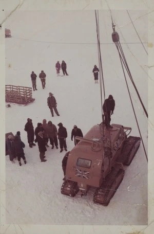 Unloading of a Trans-Antarctic Expedition (1955-1958) Sno-Cat from HMNZS Endeavour