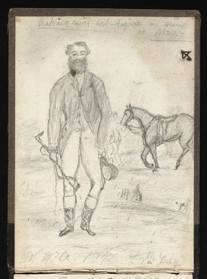 Alington, William Herbert, 1841-1938 :Rakaia river bed - figure in scene is Madil. 29th July 1871