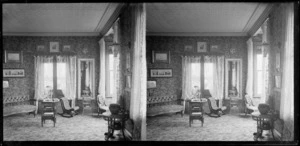 Drawing room interior at photographer William Williams and Lydia Myrtle Williams' house, Royal Terrace house, Kew?], Dunedin, Otago Region