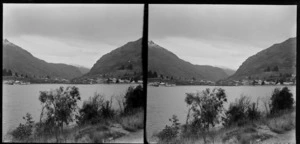 Town [Queenstown?] on shores of Lake Wakatipu, Queenstown-Lakes District, Otago Region