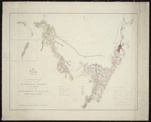 A general plan of the districts containing accommodation sections of 50 acres, annexed to the settlement of Nelson [cartographic material] / engraved by the Omnigraph, F.P. Becker & Co., Patentees.