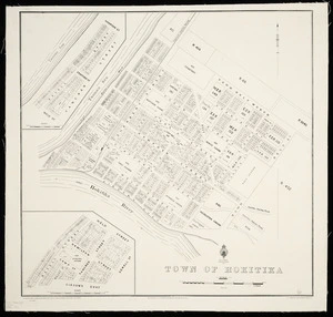 Town of Hokitika [cartographic material] / F.J. Harrop del.