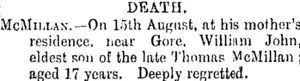 DEATH. (Mataura Ensign 17-8-1901)