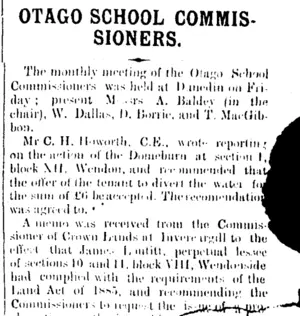 OTAGO SCHOOL COMMISSIONERS. (Mataura Ensign 3-1-1901)